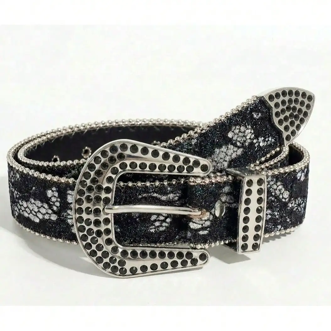 1pc women's vintage punk-style carved belt, Western-style lace versatile belt, suitable for casual and leisure wear