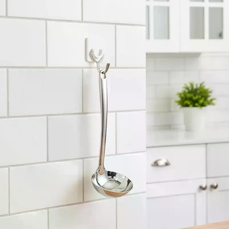 6 PCS Heavy Duty Self Adhesive Wall Hooks 2kg Load No Drilling For Home Kitchen Bathroom Office Use