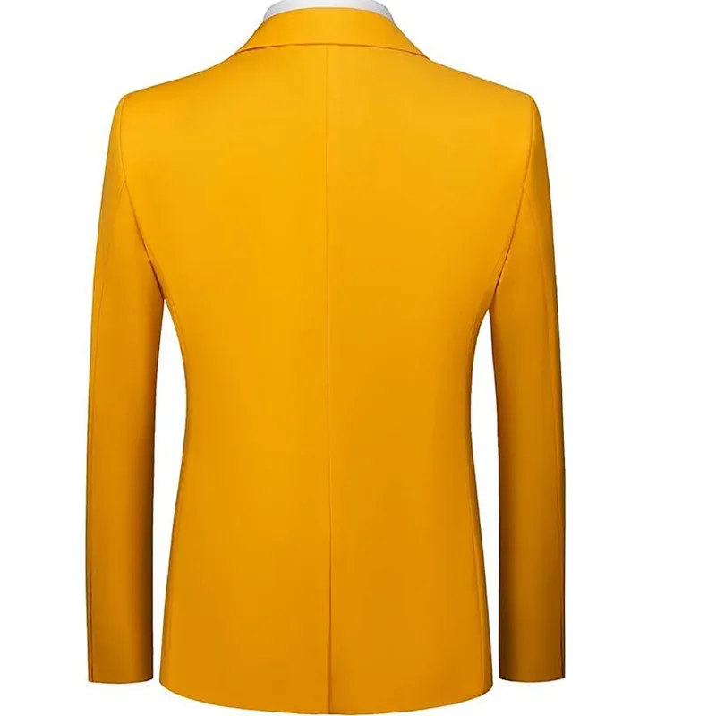 Slim Fit Yellow Suits for Men Formal Costume Homme Single Breasted Notch Lapel Male Clothing Luxury High Quality Blazer Homme