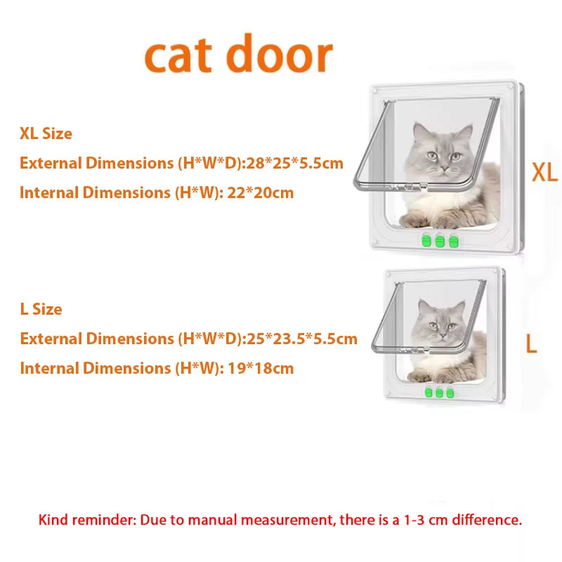 Large Cat Door Weatherproof Pet Door 4 Way Locking Flap for Interior Exterior Doors Suitable for Circumference Under 23'