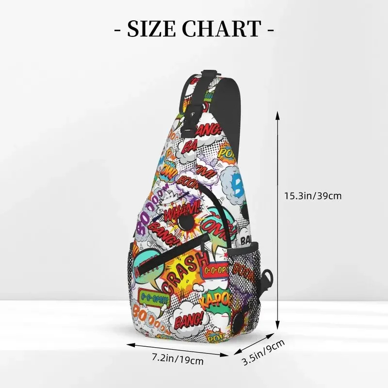 Custom Cool Comic Book Fun Shout Outs Sling Bags for Travel Hiking Men Graffiti Design Chest Crossbody Backpack Shoulder Daypack