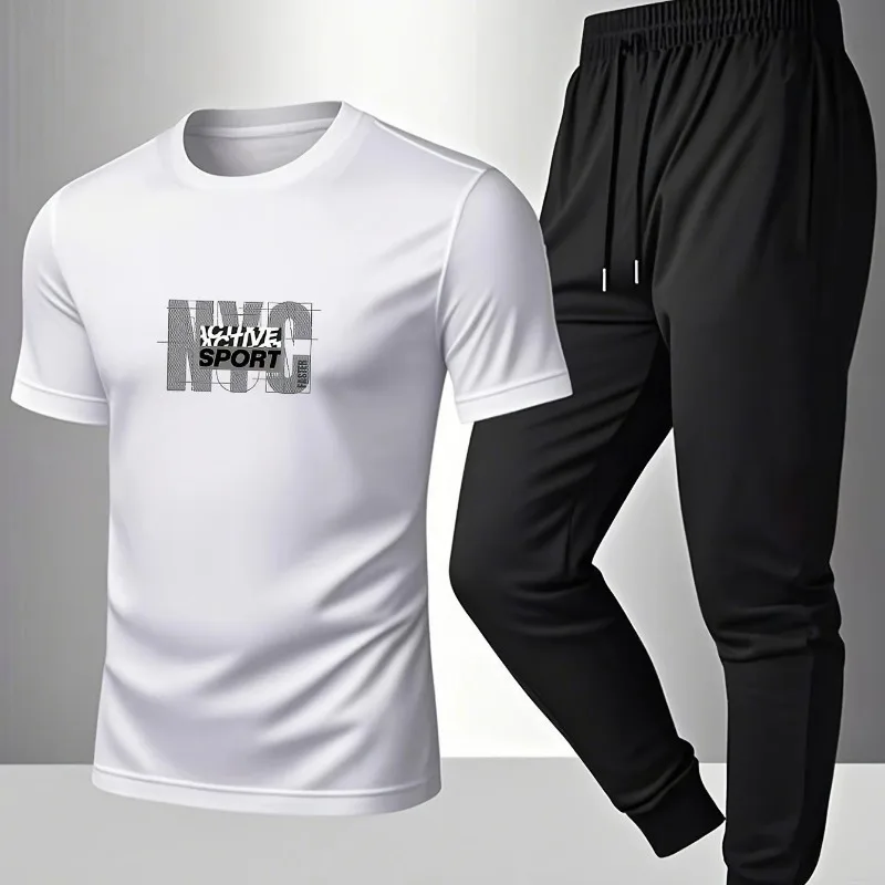 

2026 new men's clothing, t-shirt and casual pants set