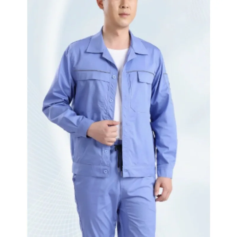 Lightweight Summer Work Uniform Set for Men Anti-Static Long Sleeve High Wear-Resistant Labor Protection Clothing Industrial