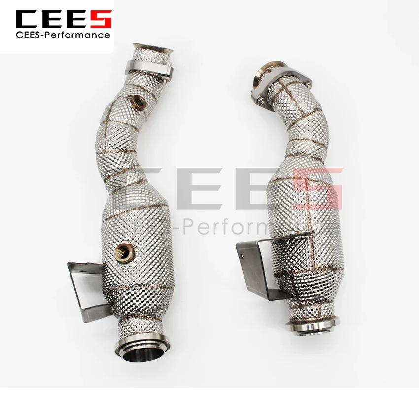 CEES High-Flow SS304 Exhaust Headers Set w/Optional Catalyst for Benz GLC43/C43 3.0T - Test Pipe & Downpipe Included