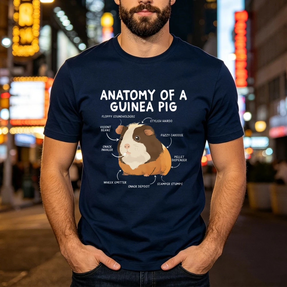 Funny Anatomy of a Guinea Pig Shirt Cute Cavy Lover Gift Rodent Mom Dad Humorous Animal Tshirt Trendy Unisex Cotton Casual Tops