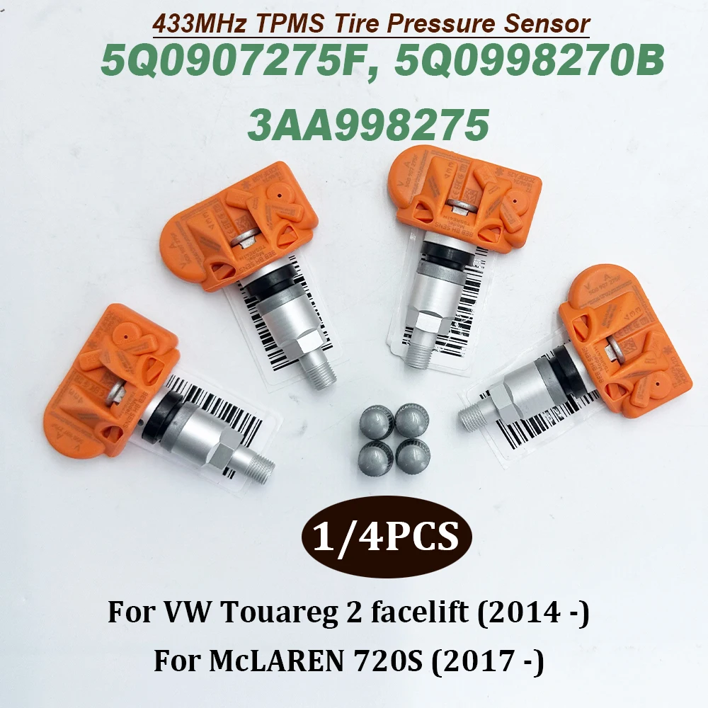 

1/4PCS 5Q0907275F 5Q0907275 TPMS 433Mhz Tire Pressure Monitor Sensor 5Q0907275B 3AA998275 5Q0998270 5Q0998270B For A-udi RS3 RS4