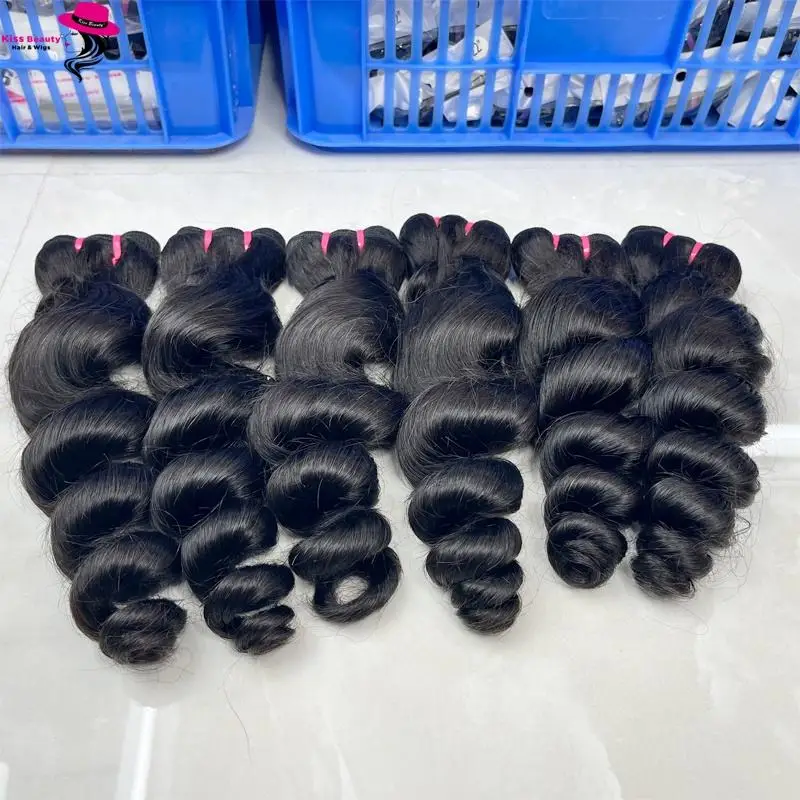 Mentah tidak diproses kutikula perawan selaras Peru gelombang longgar bundel rambut manusia warna alami Remy rambut manusia sambungan tenun