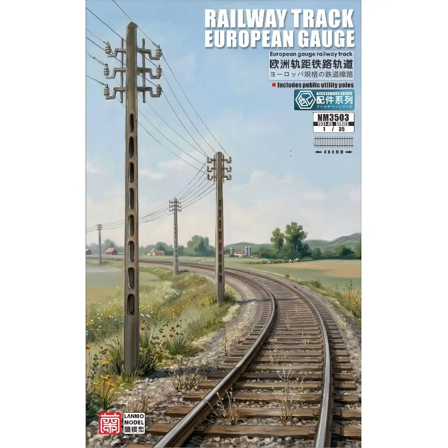 NM3503 Heavy&Lanmo 1/35 Railway Track, European Gauge-480mm w/Utility Poles