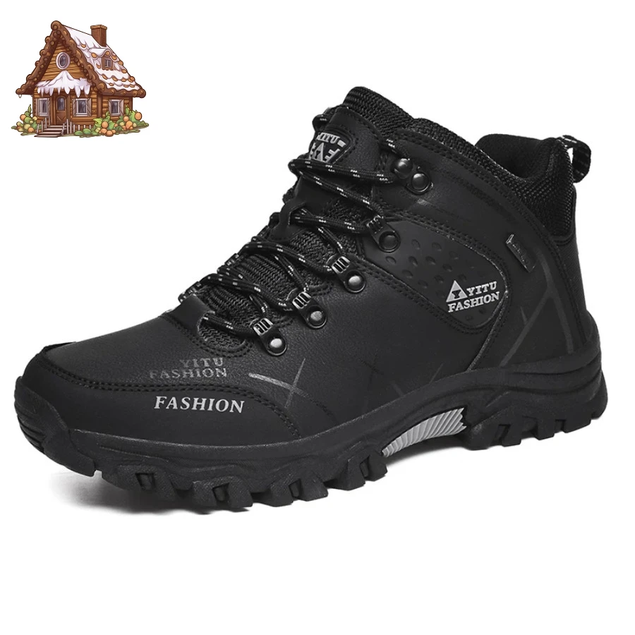 

2025 Winter Luxury Hiking Shoes Men Ankle Boots Outdoor Camping Anti-collision Climbing Shoe Lace Up Climbing Trekking Sneakers