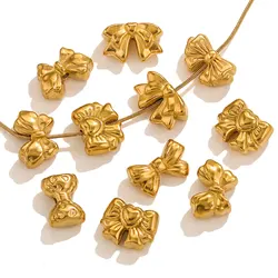 5pcs Bow Spacers Vintage Bow Stainless Steel Waterproof Beads DIY Earring Making Pendants Jewelry Making Accessories Wholesale