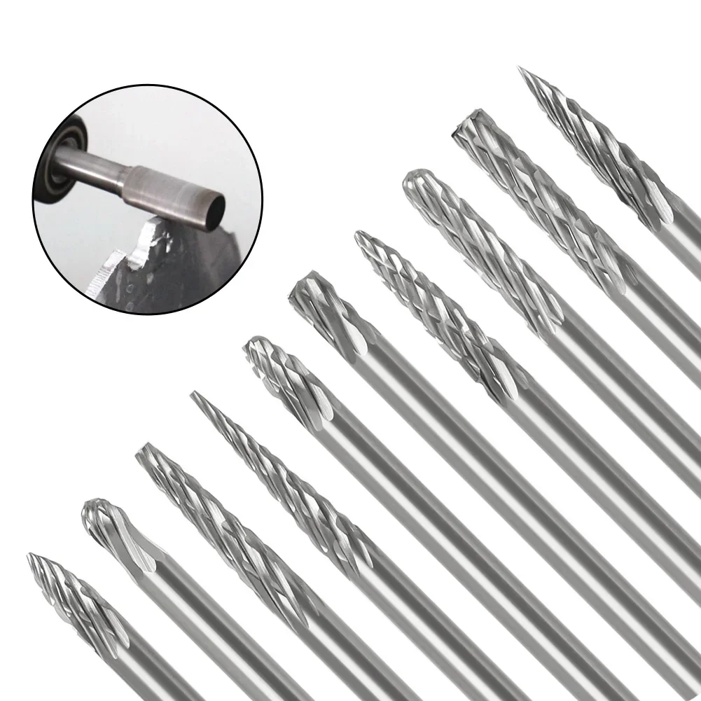 Imagem -04 - Binoax Tungsten Carbide Burr Grupo Rotary Arquivos Burrs Die Grinder Drill 0118 mm Shank 10 Pcs