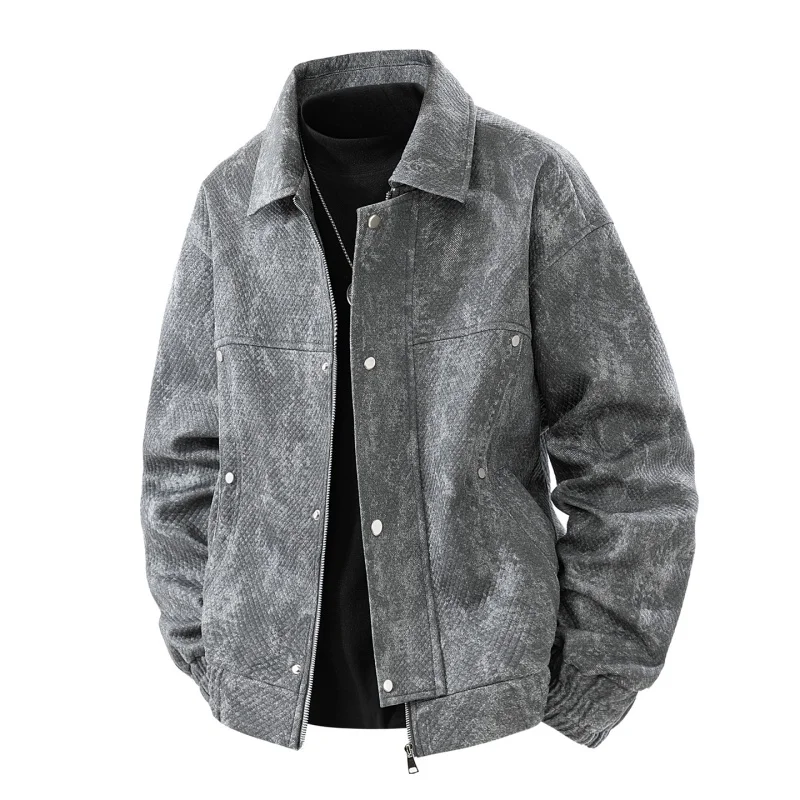 

Spring and autumn vintage coat men's shirt loose and versatile jacket with a collar high street jacket