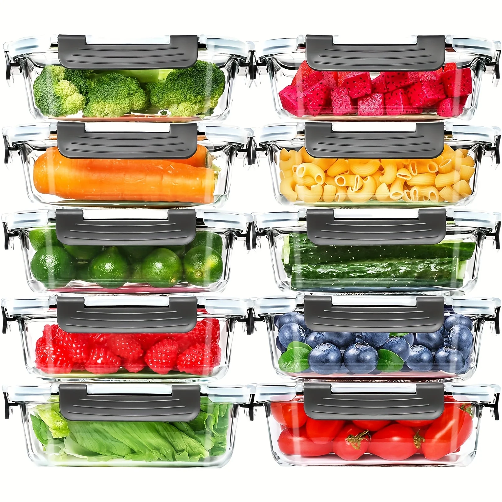 

20 Pack 22oz Glass Meal Prep Containers, 10 Containers & 10 Lids, Airtight Food Storage Containers With Lids