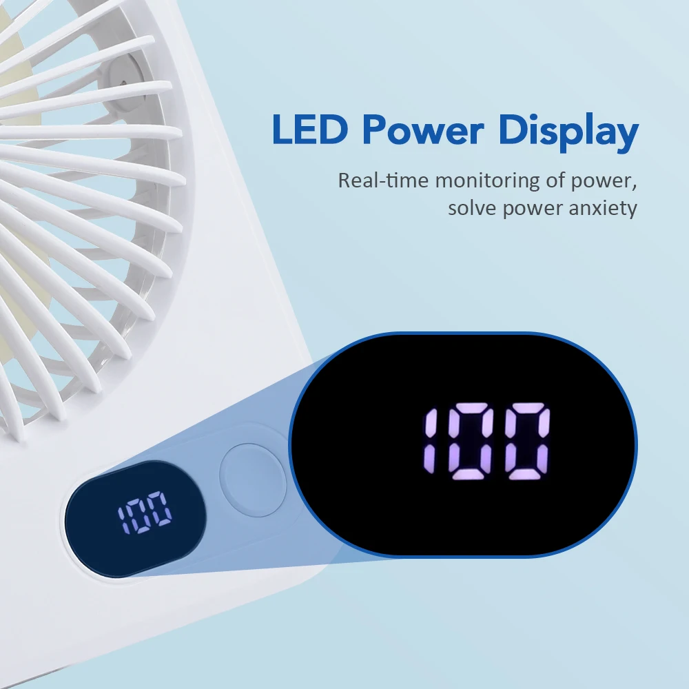 Ventilador de mesa ultrafino portátil ventilador de parede pendurado cinco velocidades forte exibição de energia eólica carregamento usb