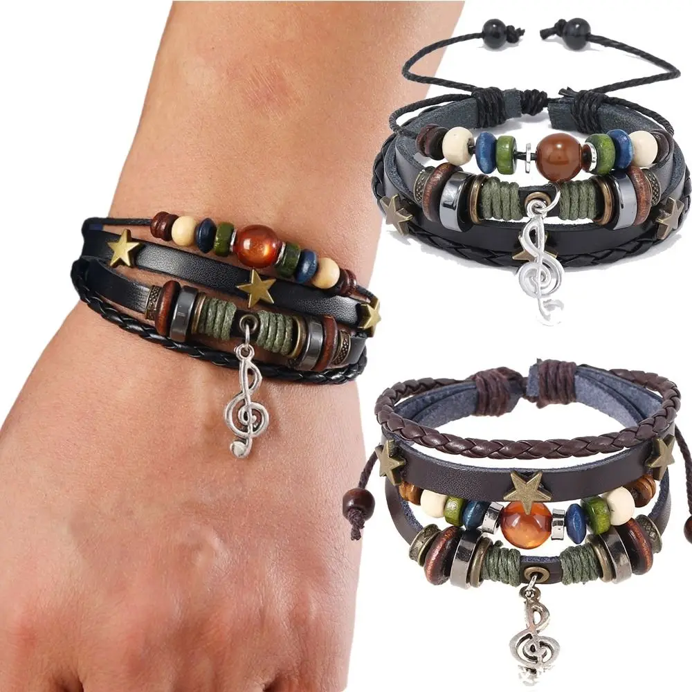 Multi-Layer Beaded Bracelet Musical Note Handmade Fairy Core Accessories Boho Style Aesthetic Design Fairy Grunge Bracelet