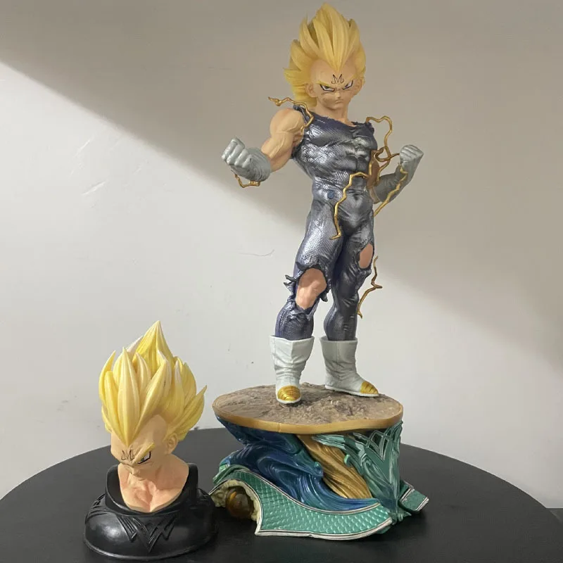 

33.5cm Dragon Ball Z Majin Vegeta Action Figure with Two Heads Toys Anime DBZ Super Saiyan Figurine Collection Model GK Statue