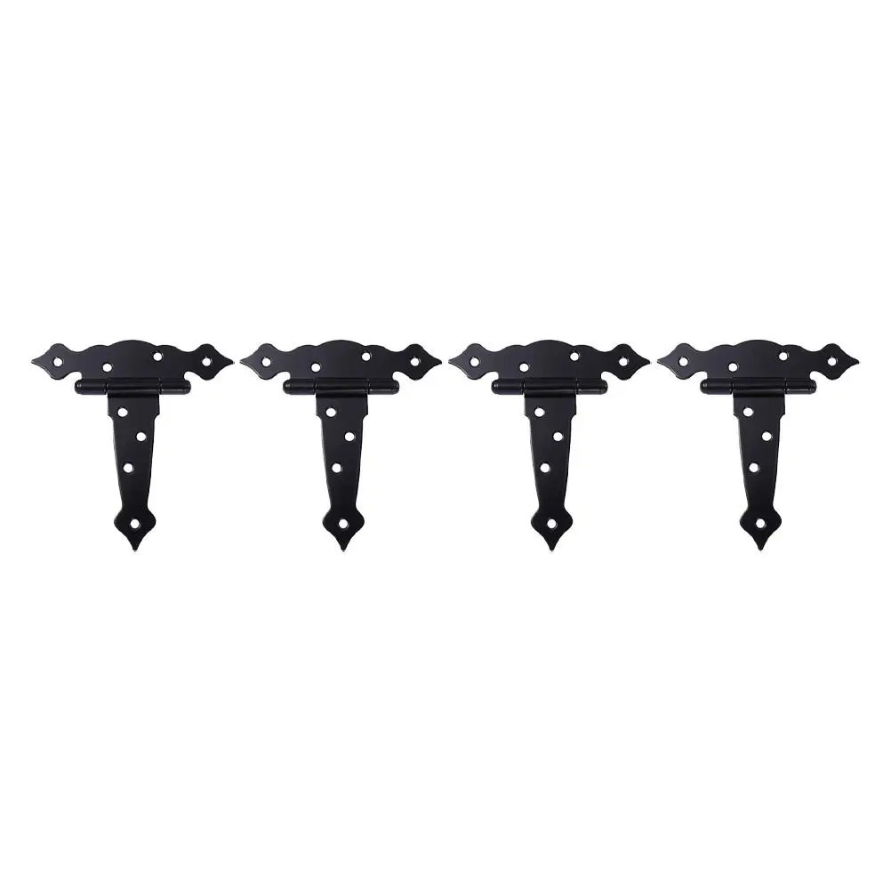 

4Pcs Black Iron T Strap Hinges Heavy Duty Door Gate Barn Shed Furniture Hinges T Strap Hinge Door Lock Supply Concealed Hinge
