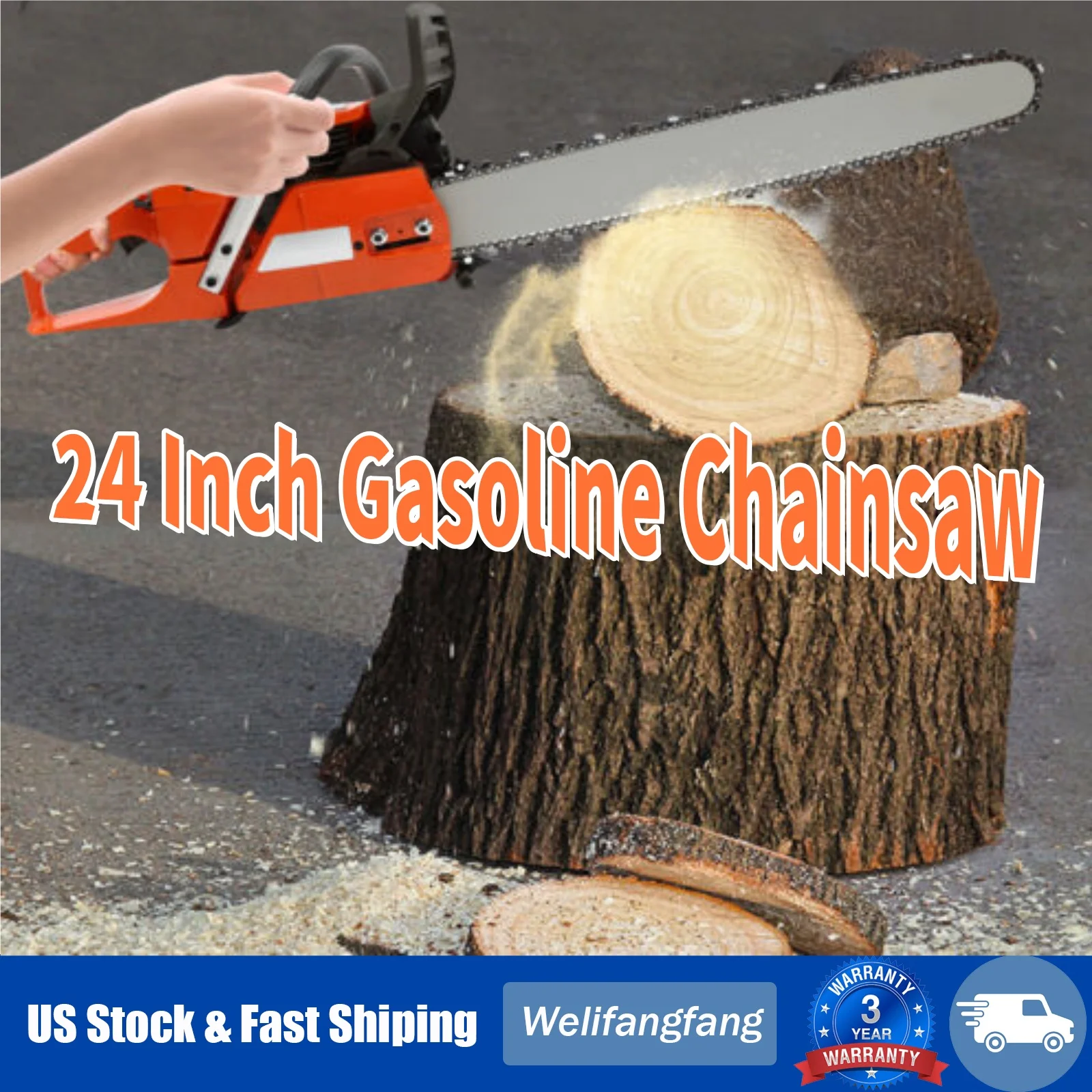 

2-Stroke Gas-Powered Chainsaw, 71.8cc Gas Chainsaw 24", W/ Goggles& Gloves for DIY Crafts, Tree Trimming& Farm Cutting