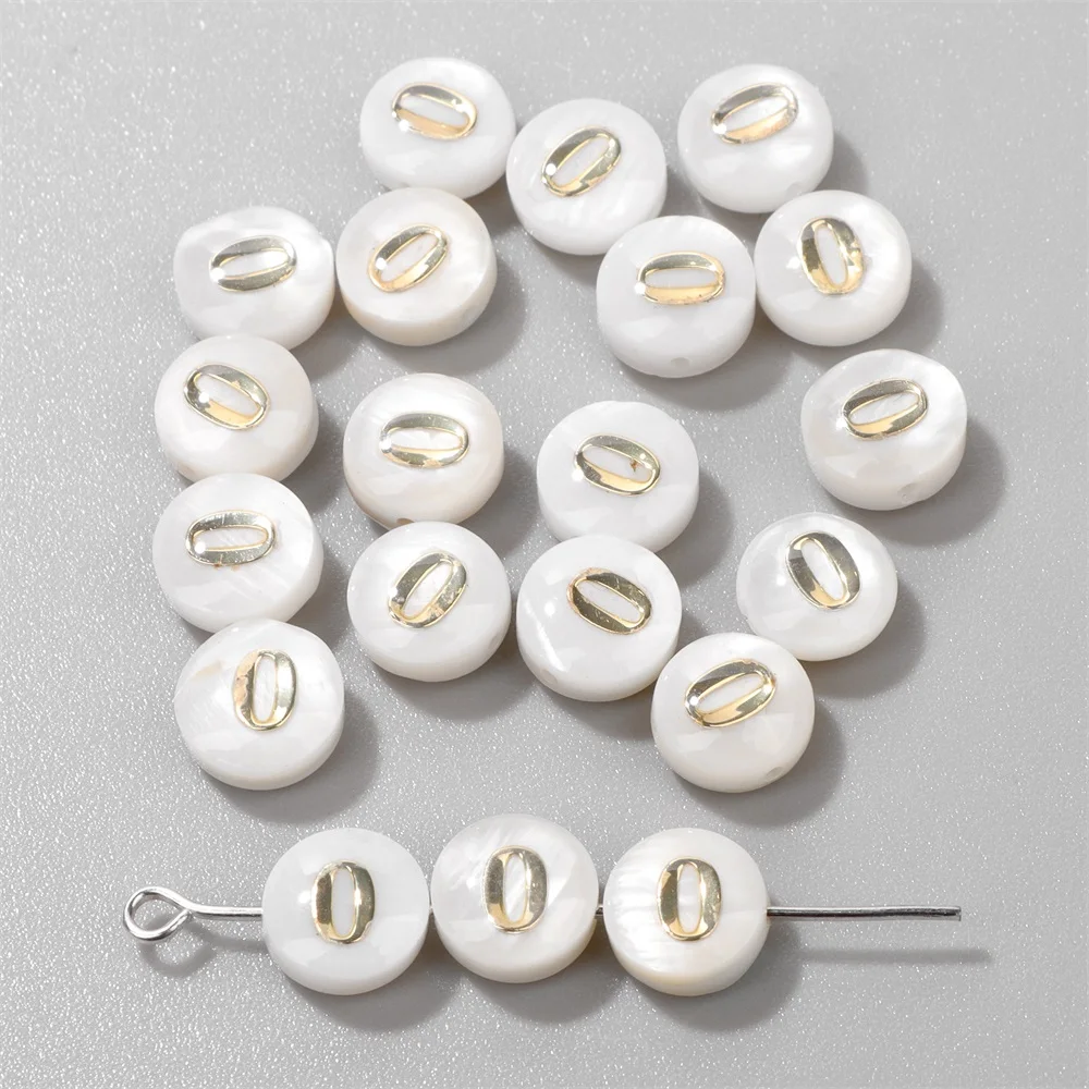 0-9 Number Shell Bead Pendent White Natural Mother Of Pearl Shell Arabic Number Bead Charm Jewelry Accessories For Making DIY