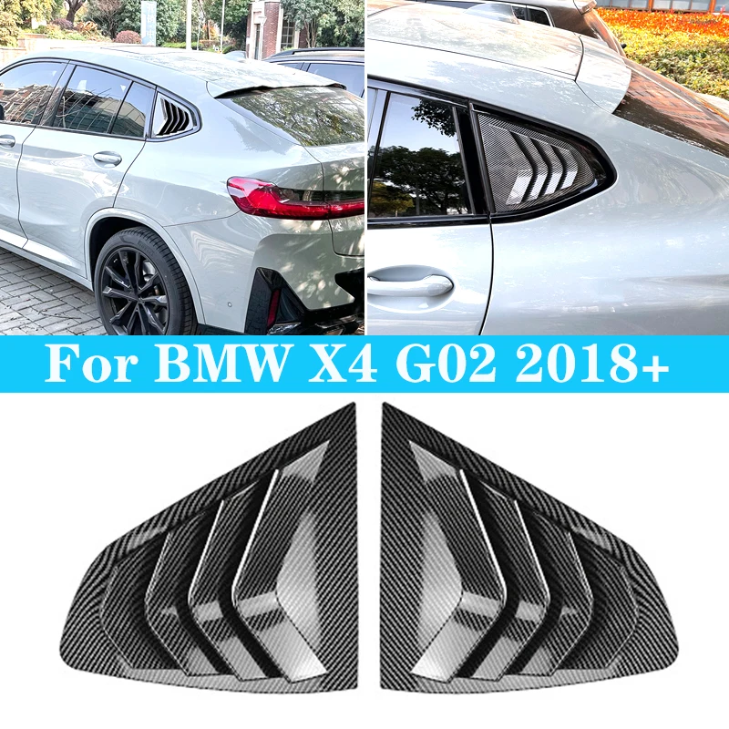 

For BMW X4 G02 2018+ Car Rear Window Shutter Cover Trim Window Louver Side Vent Trim Accessories Gloss Black Carbon Fiber