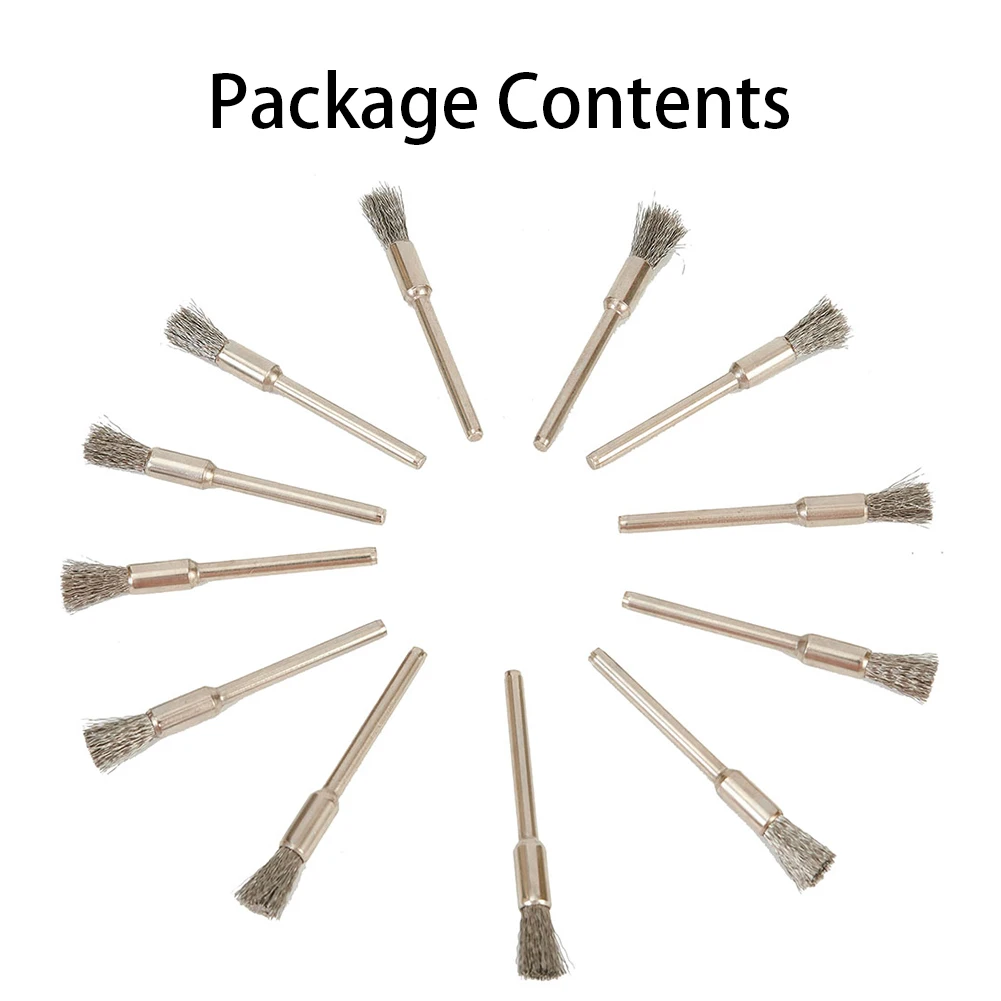15PCS Stainless Steel 5mm Wire Brushes for Electric Rotary Drill For Mold Grinder Handle Metal Polishing and Rust Removal