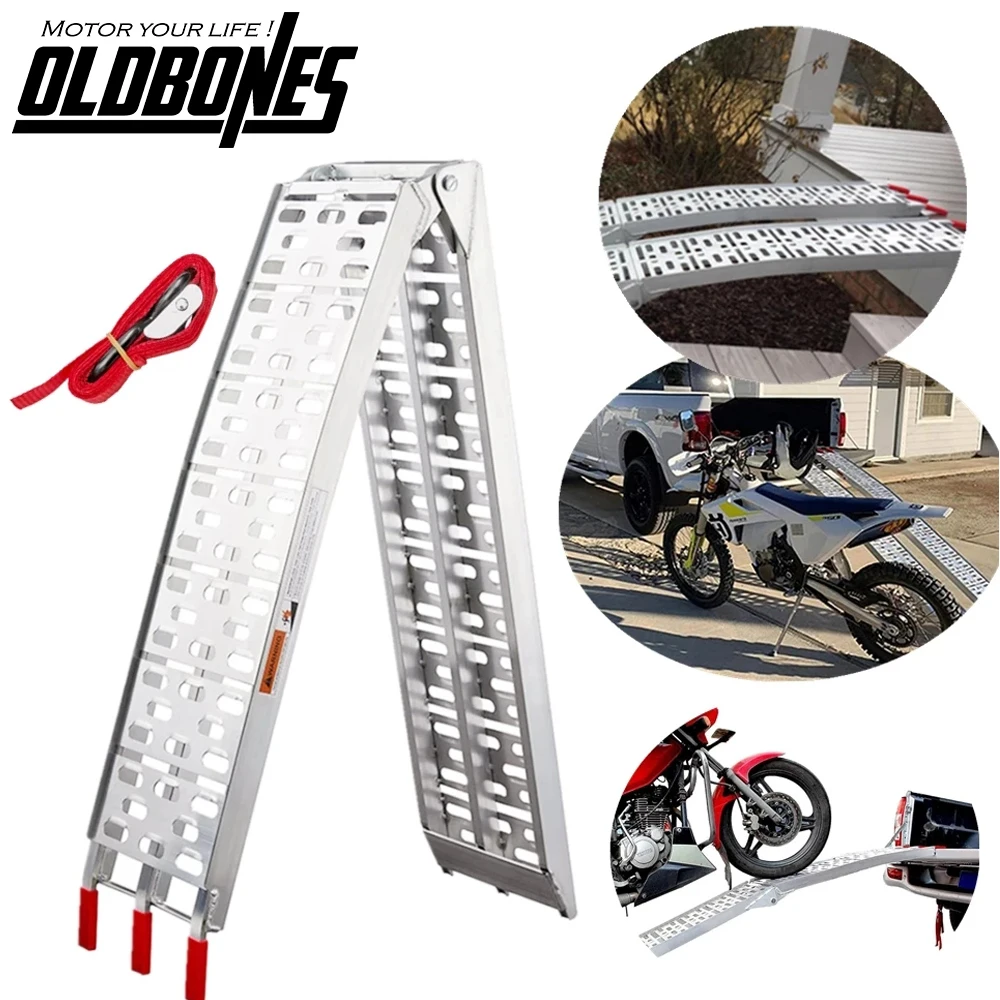 

1Piece Aluminum Car Ladder Pickup Truck ATV Loading Ramps Portable 7.5 FT 750 Lbs Capacity Motorcycle Ramps with Tie Down Straps