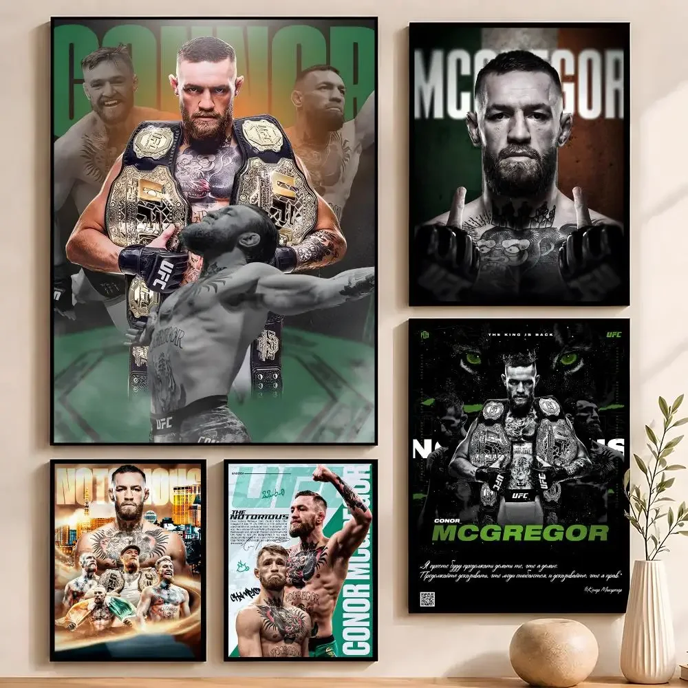 Athlete Conor McGregor Poster Self‑Adhesive Waterproof PP Poster Coffee House Bar Wall Art Sticker Room Home Decor