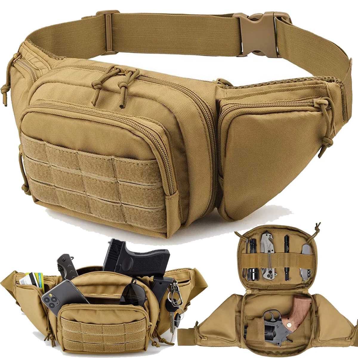 Hunting Waist Bag Men\'s Tactical Fanny Pack Water-proof Molle Hiking Climbing Mobile Phone Belt Pack Outdoor Sport Combat Bags