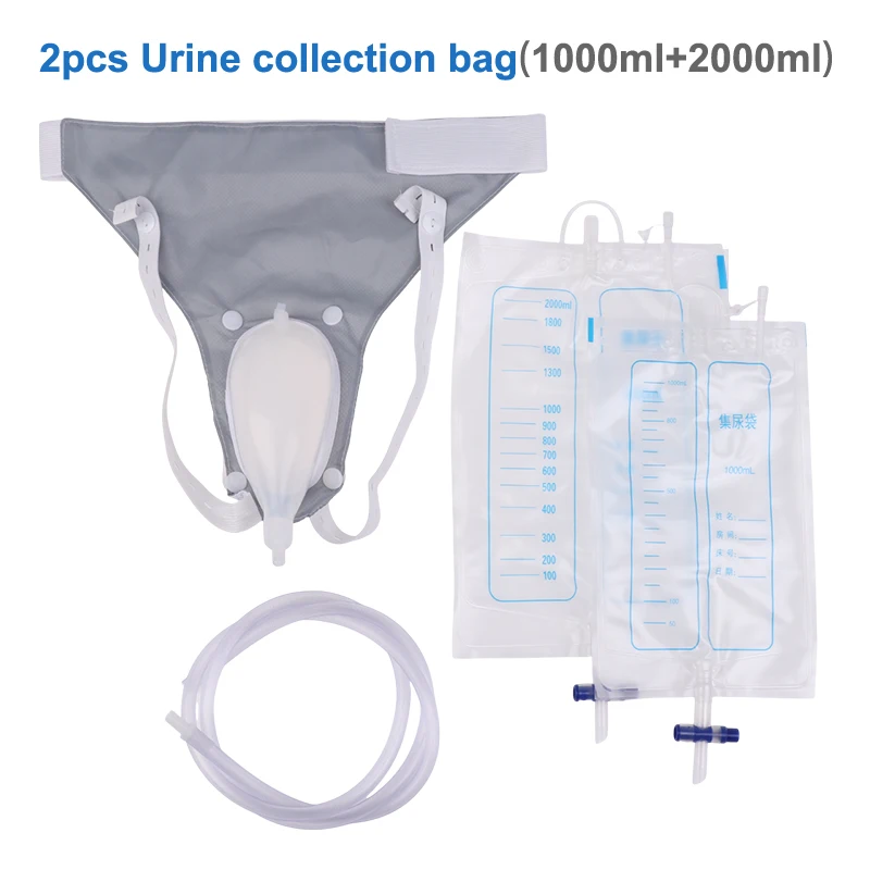 Reusable Hypo-allergenic Silicone Urine Collector Bag With Catheter For Adult Men Female Elderly Toilet Urinal