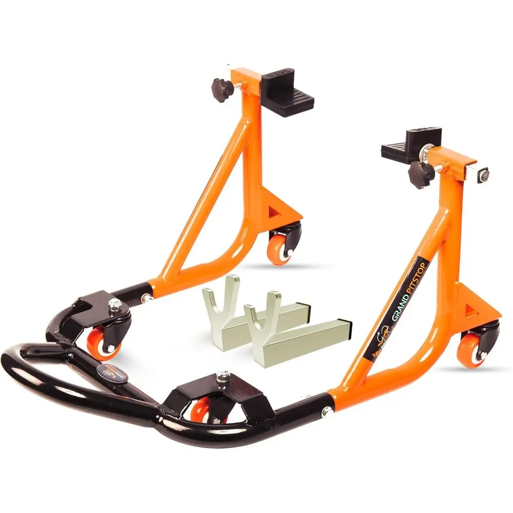 

Adjustable Rear Paddock Stand with Swingarm Rest 360° Dismantle, Motorcycle Weight Up to 500 lbs/ 226 Kgs