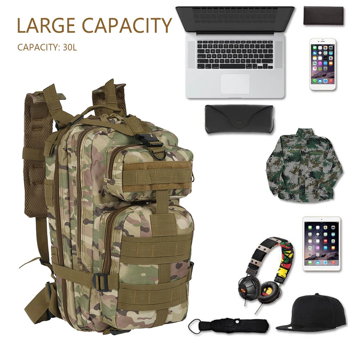 Camping Backpack Tactical Bag Large Waterproof Backpacks Camouflage Hiking Men Outdoor Bags