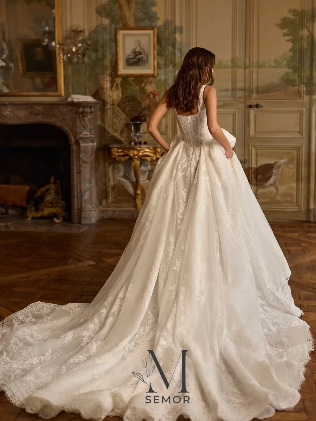 Semor Exquisite Lace Spaghetti Strap Square Collar Wedding Dress Customized A-line Pleat Bohemian Women's Bride Gown 2026