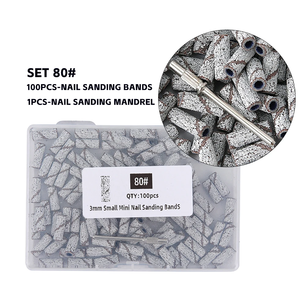 3 mm Nagelschleifbänder, Körnung 80/120/180/240, Mini-Nagelbohrer, elektrisches Nagelfeilen-Zubehör, Polieren, Maniküre-Werkzeug, 50/100 Stück
