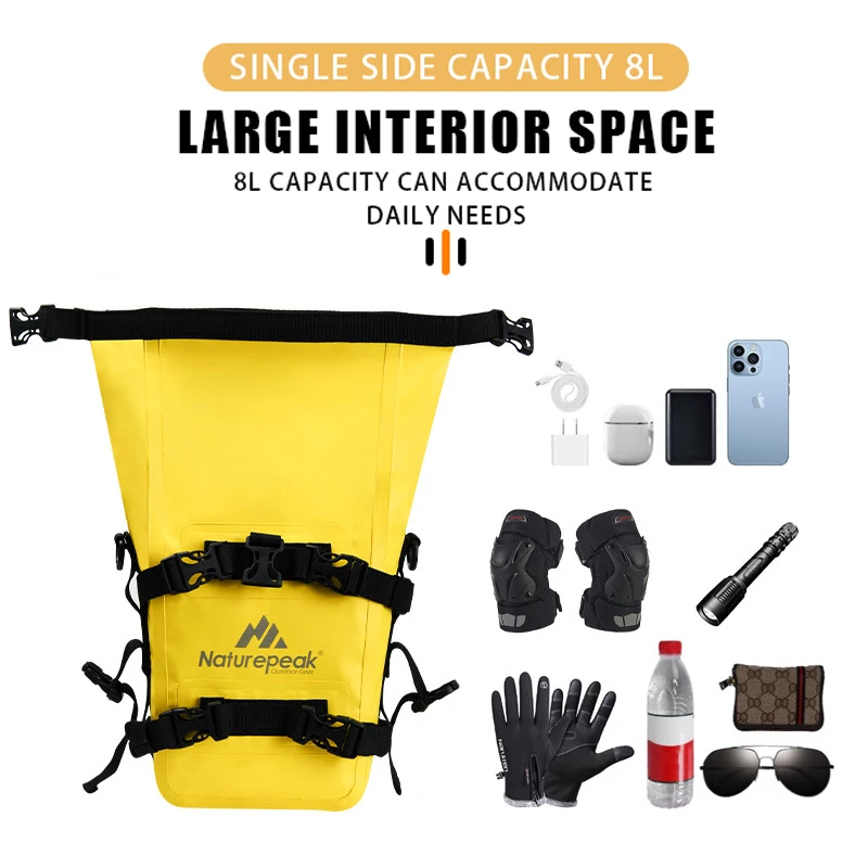 Crash Bar Bag Motorcycle IPX-7 Waterproof Motor Bumper Dry Bag 8L Large Capacity Outdoor Tank Side Bag Tool Pack Side Saddle view 5