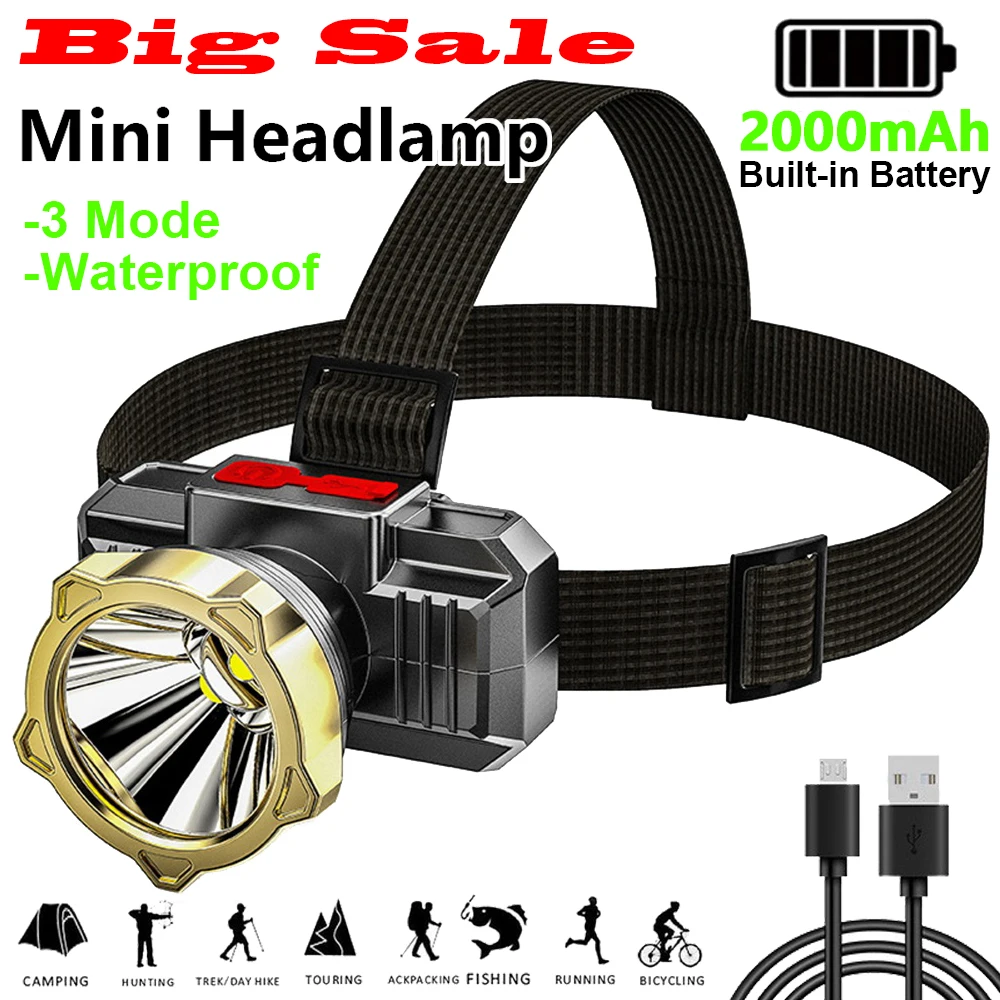 LED Headlamp Portable LED Head Flashlight Rechargeable Camping Headlight Ultra Bright Fishing Hunting Headlight фара Big Sale