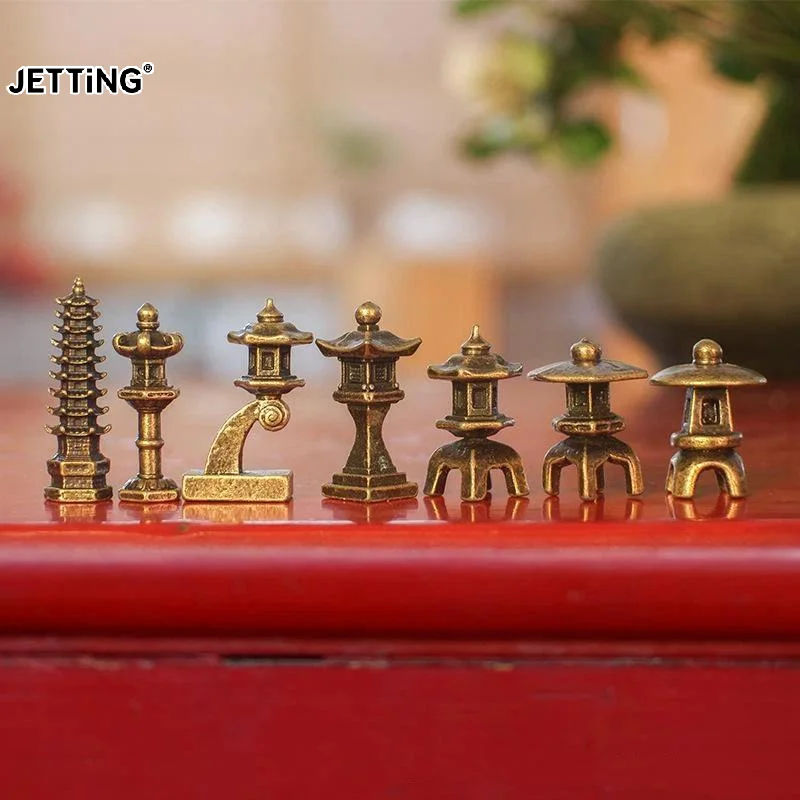 Miniature Tower/Light Figurine Model Desktop Small Statue Ornaments Retro Mini Figurines Home Decorations Crafts Accessories
