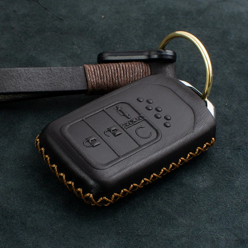 1 Uds. Funda de cuero genuino para llave de coche, funda para llave, soporte para llave inteligente sin llave para Honda Accord Civic Pilot CRV HRV EXL