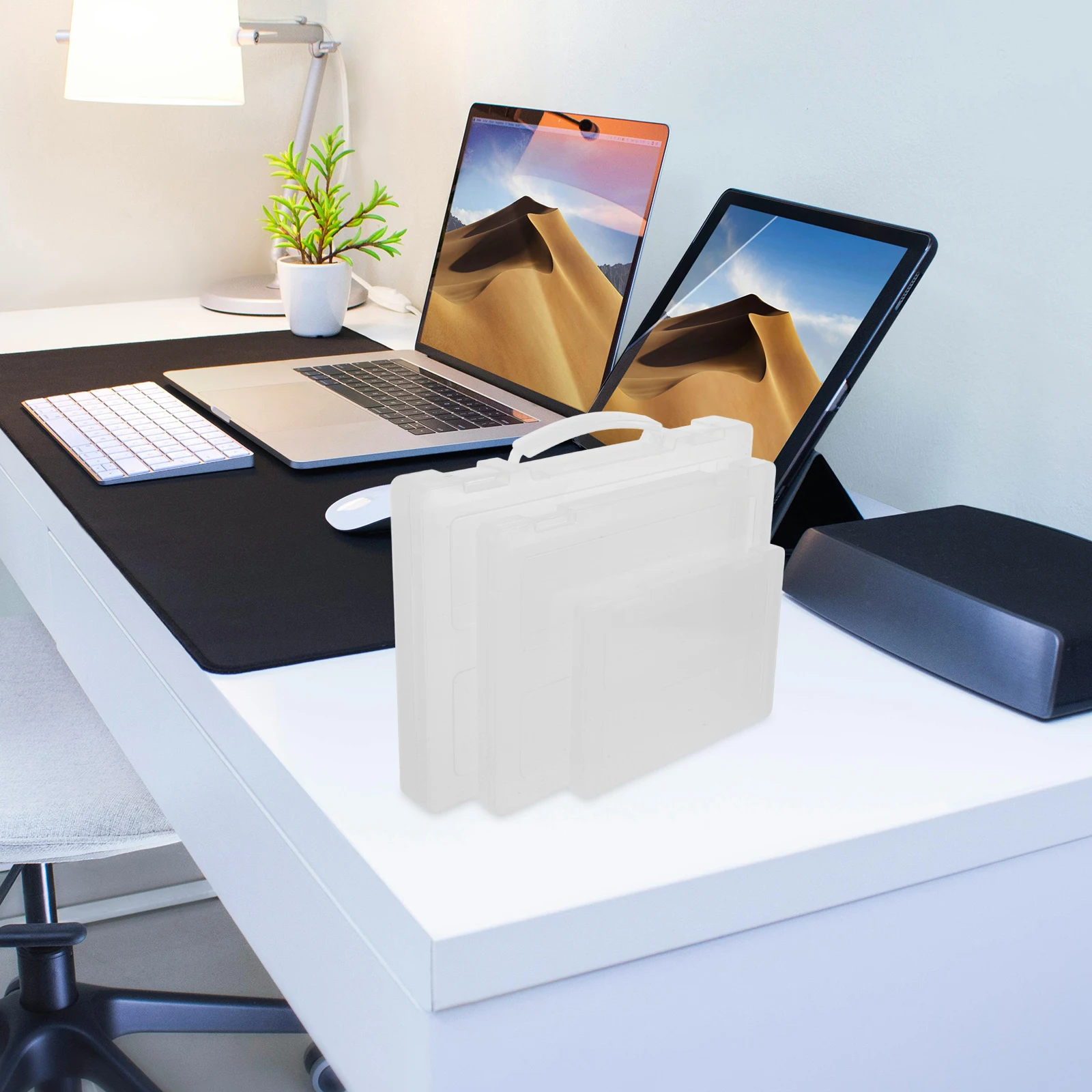 

3pcs Pp Plastic File Storage Boxes Transparent Document Organizer Cases Lid Waterproof Stackable For Office