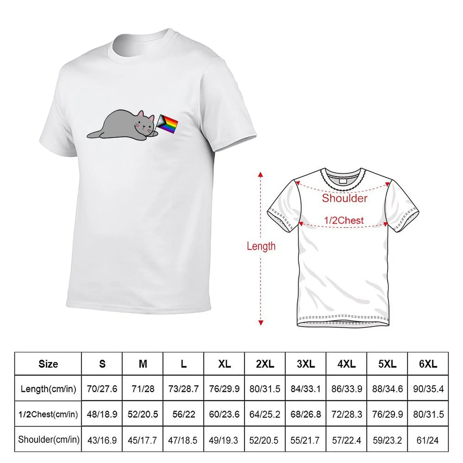 Cat with a Progress Pride Flag T-Shirt kawaii clothes luxury t-shirt mens workout shirts