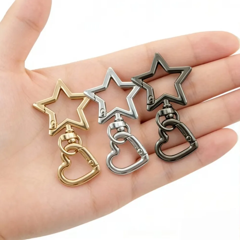 2/5/50 Sets Star Spring Snap Carabiner Clip O Rings Swivel Trigger Hook Metal Clasps Keychain for Handbag Lanyards DIY Crafts ﻿
