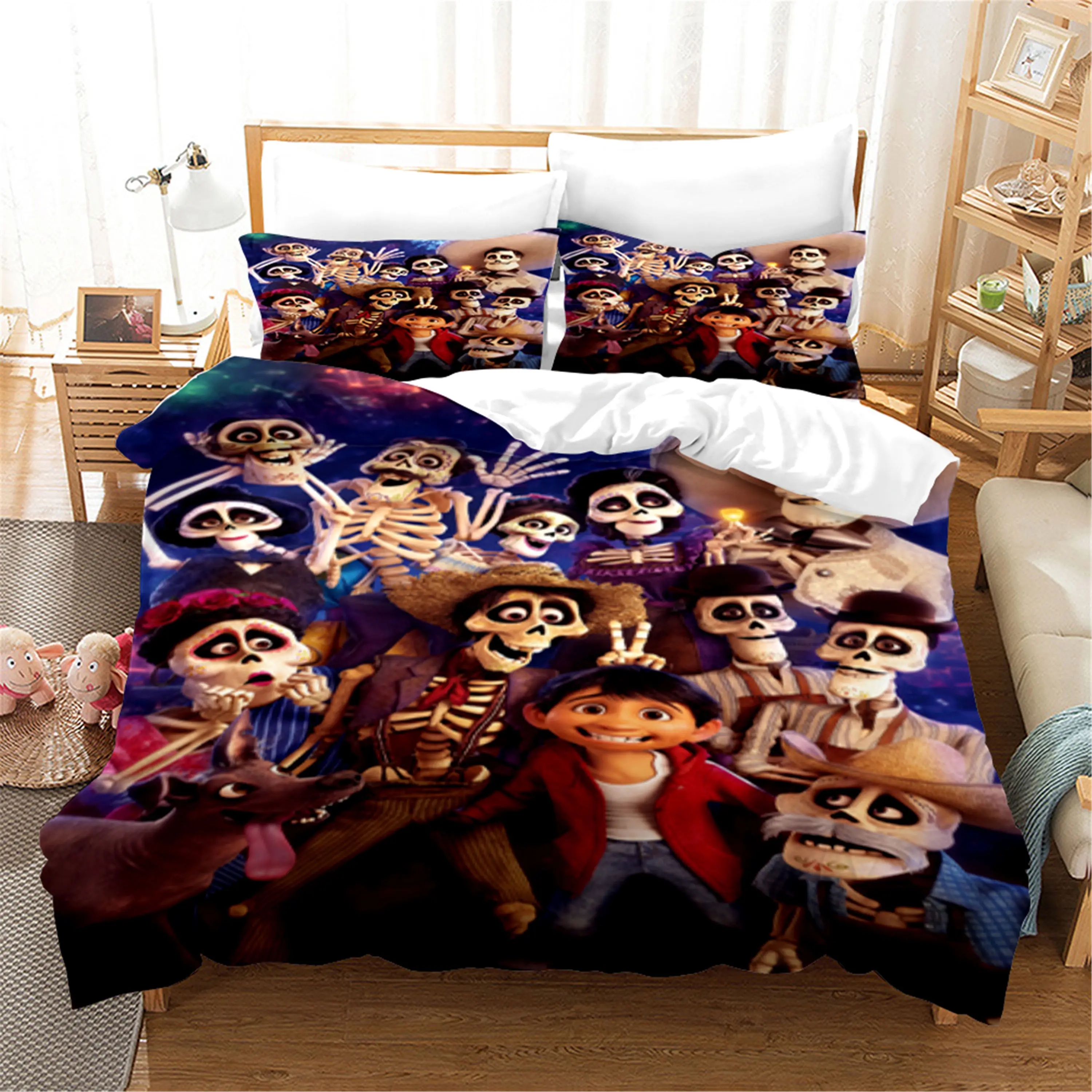 Cartoon Movie Skull Duvet Cover & Pillow Cover Bedding Set Single Double Twin Full Queen King Size Bed Set for Bedroom Decor