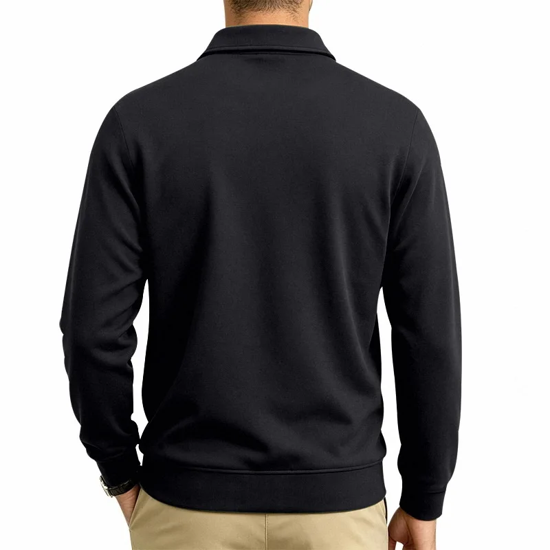 Herbst- und Winter-Herren-POLO-Pullover mit langen Ärmeln, lässigem Kragen, sportlichem Design und mehreren Taschen, Großhandel – Detail 12