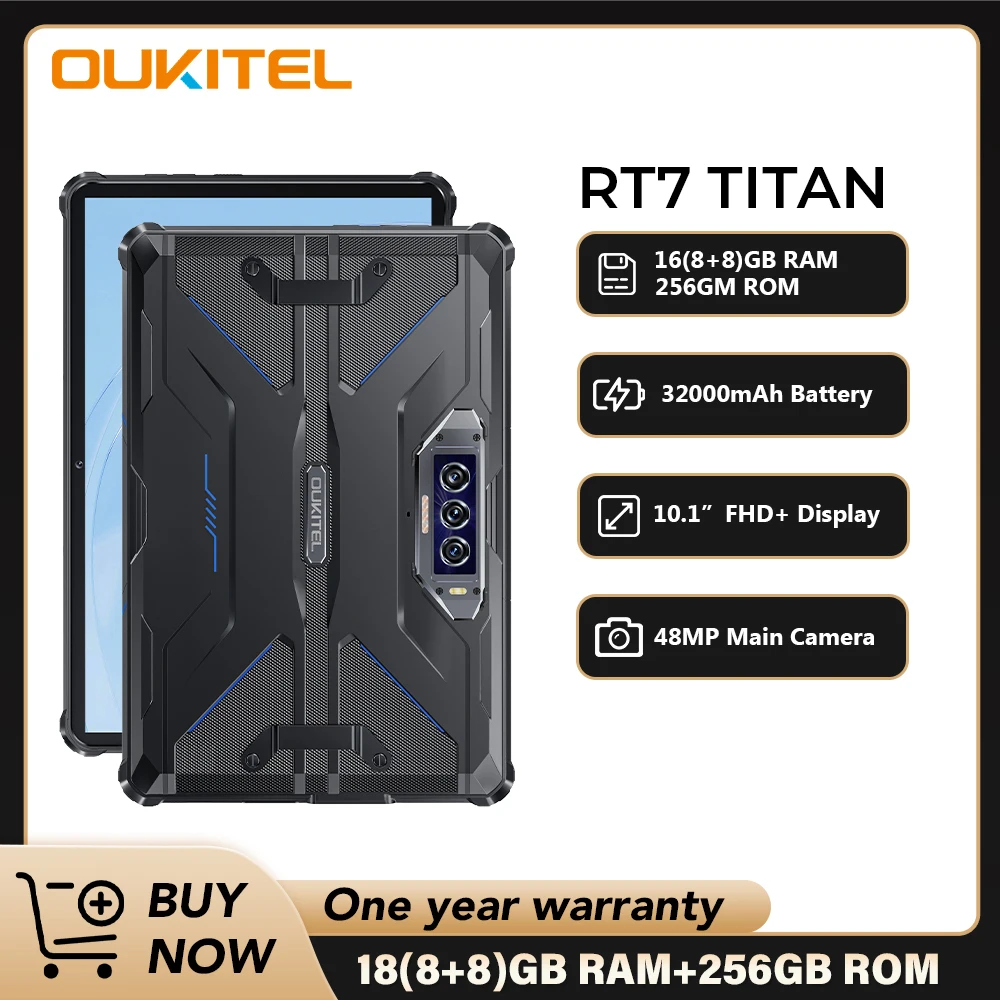 Oukitel RT7 TITAN 4Gแท็บเล็ตที่ทนทาน10.1นิ้วFHD + จอแสดงผล32000MAhแบตเตอรี่8GB RAM 256GB Android 13 32MP + 48MPกล้อง