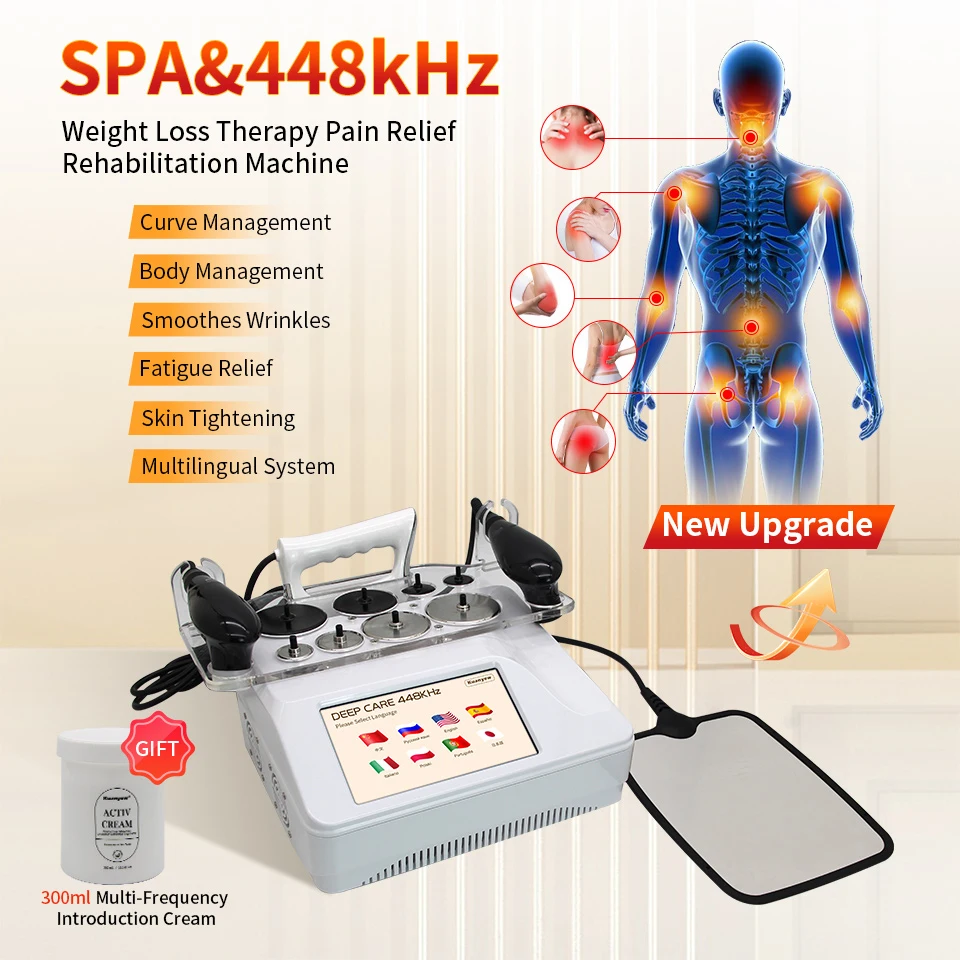 عالية التردد الوجه Indiba 448KHZ مكركرنت الوجه RF مدلك تقنيات العلاج الطبيعي الدافئة CET RET معدات تجميل البشرة