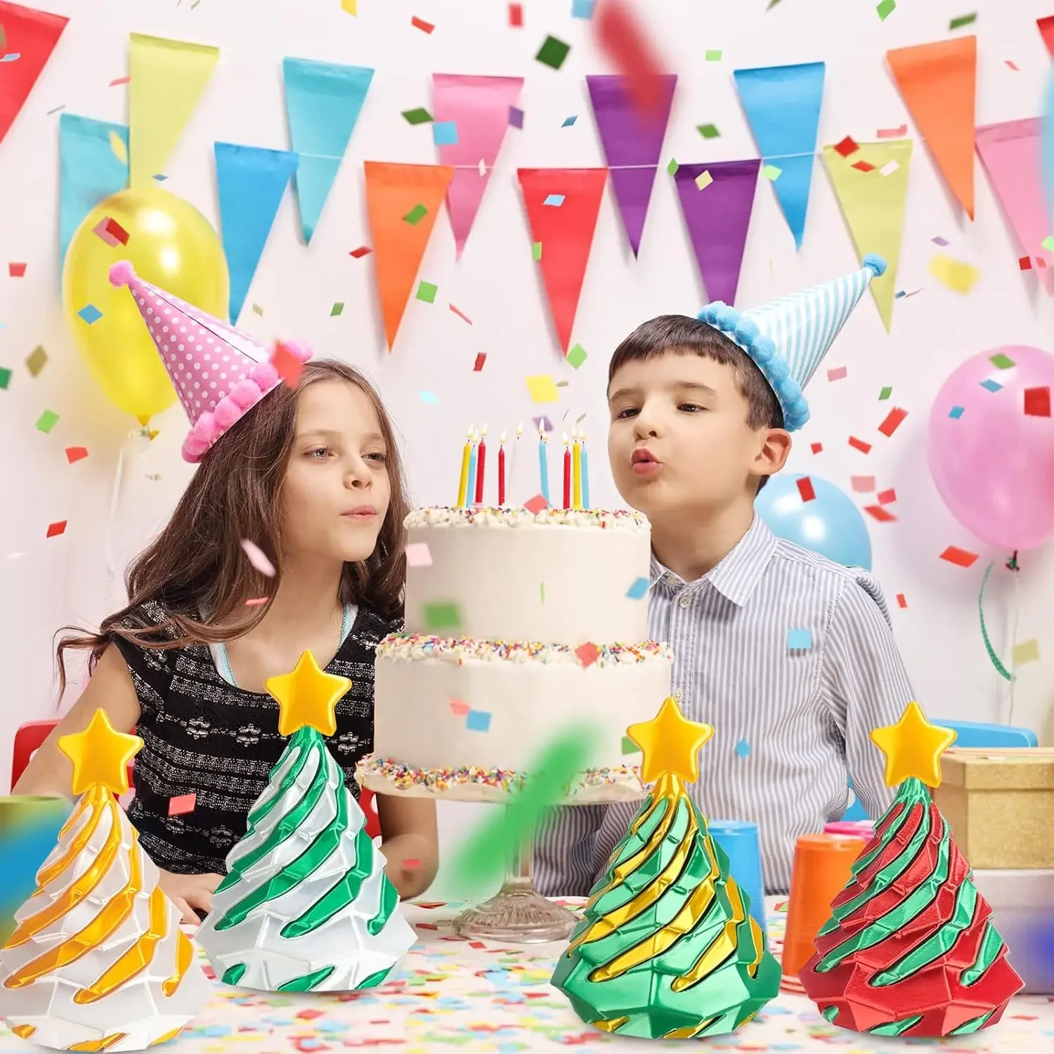 ثلاثية الأبعاد مطبوعة شجرة عيد الميلاد دوامة المخاريط ثنائي اللون الغزل اللعب الحسية الإبداعية التعليمية تململ هدية للأطفال الإجهاد الإغاثة #3