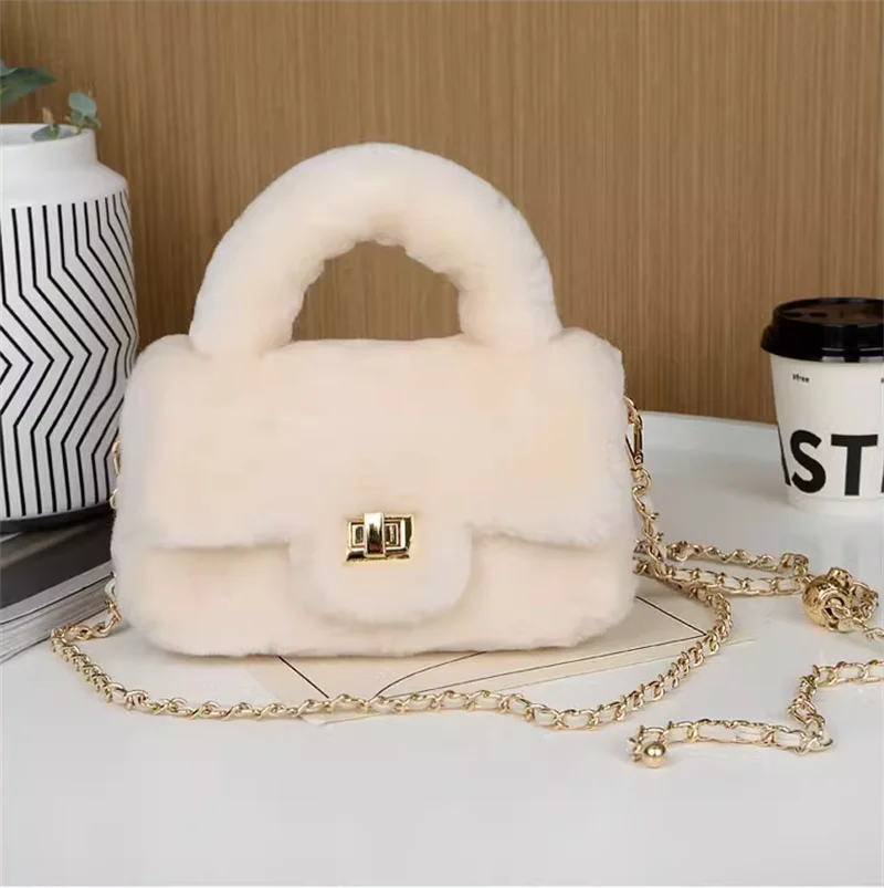 Mini Crossbody Sling Fur Bags Long Single Strap Real Sheepskin Shoulder Bag Women Sheep Fur Messager Bags