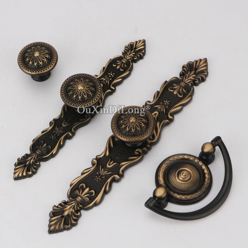 Classic Retro 10PCS Pure Brass Furniture Pulls Knobs Drawer Pulls Cupboard Wardrobe Kitchen Dresser TV Wine Cabinet Pulls Knobs