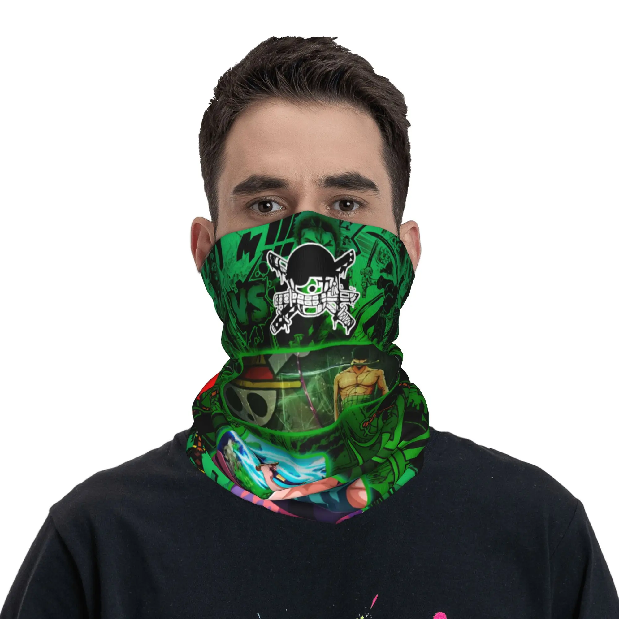 

Custom One P-Pieces Zoro Japan Comic Bandana Winter Neck Warmer Women Windproof Wrap Face Scarf for Ski Gaiter Headband