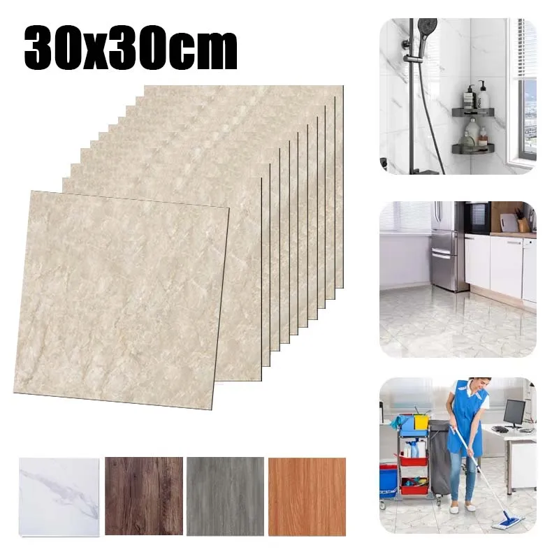 10-40PCS 30x30cm Marble PVC Self-Adhesive Floor Sticke Waterproof  Floor Wallpaper Non-Slip for Kitchen Bathroom DIY Home Decor
