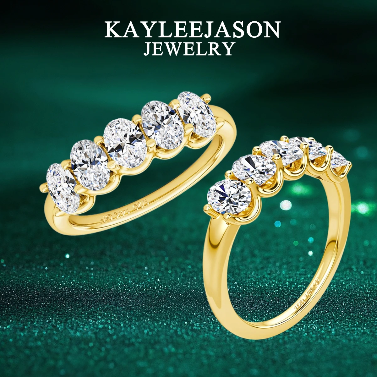 

14K Gold Filled Wedding Jewelry Five Stone Oval Moissanite Ring for Women Applicable Engagement Gift Anniversary